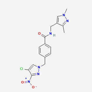 4-[(4-chloro-3-nitro-1H-pyrazol-1-yl)methyl]-N-[(1,3-dimethyl-1H-pyrazol-4-yl)methyl]benzamide