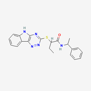 N-(1-Phenylethyl)-2-{5H-[1,2,4]triazino[5,6-B]indol-3-ylsulfanyl}butanamide