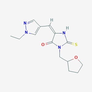 molecular formula C14H18N4O2S B10890488 (5E)-5-[(1-ethyl-1H-pyrazol-4-yl)methylidene]-3-(tetrahydrofuran-2-ylmethyl)-2-thioxoimidazolidin-4-one 