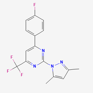 molecular formula C16H12F4N4 B10890509 2-(3,5-dimethyl-1H-pyrazol-1-yl)-4-(4-fluorophenyl)-6-(trifluoromethyl)pyrimidine 