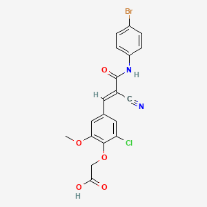 molecular formula C19H14BrClN2O5 B10890519 (4-{(1E)-3-[(4-bromophenyl)amino]-2-cyano-3-oxoprop-1-en-1-yl}-2-chloro-6-methoxyphenoxy)acetic acid 