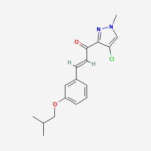 molecular formula C17H19ClN2O2 B10890550 (2E)-1-(4-chloro-1-methyl-1H-pyrazol-3-yl)-3-[3-(2-methylpropoxy)phenyl]prop-2-en-1-one 