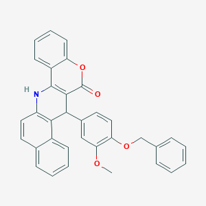 molecular formula C34H25NO4 B10890554 7-[4-(benzyloxy)-3-methoxyphenyl]-7,14-dihydro-6H-benzo[f]chromeno[4,3-b]quinolin-6-one 