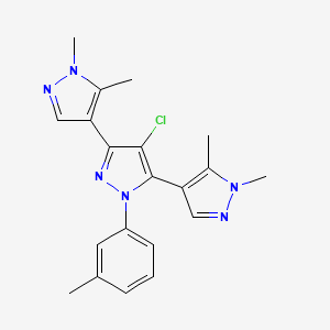 4-chloro-3,5-bis(1,5-dimethylpyrazol-4-yl)-1-(3-methylphenyl)pyrazole