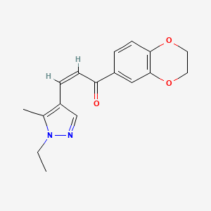 molecular formula C17H18N2O3 B10890578 (2Z)-1-(2,3-dihydro-1,4-benzodioxin-6-yl)-3-(1-ethyl-5-methyl-1H-pyrazol-4-yl)prop-2-en-1-one 