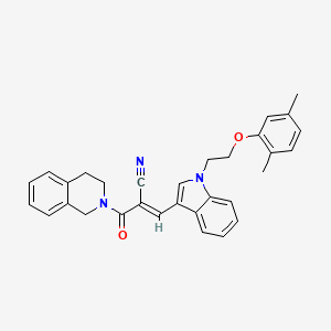 molecular formula C31H29N3O2 B10890619 (2E)-2-(3,4-dihydroisoquinolin-2(1H)-ylcarbonyl)-3-{1-[2-(2,5-dimethylphenoxy)ethyl]-1H-indol-3-yl}prop-2-enenitrile 