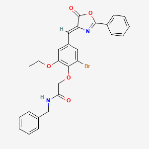 molecular formula C27H23BrN2O5 B10890684 N-benzyl-2-{2-bromo-6-ethoxy-4-[(Z)-(5-oxo-2-phenyl-1,3-oxazol-4(5H)-ylidene)methyl]phenoxy}acetamide 