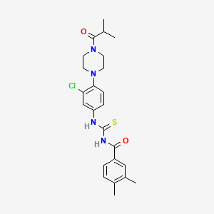 molecular formula C24H29ClN4O2S B10890728 N-({3-chloro-4-[4-(2-methylpropanoyl)piperazin-1-yl]phenyl}carbamothioyl)-3,4-dimethylbenzamide 