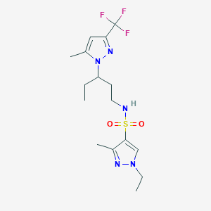 molecular formula C16H24F3N5O2S B10890730 1-ethyl-3-methyl-N-{3-[5-methyl-3-(trifluoromethyl)-1H-pyrazol-1-yl]pentyl}-1H-pyrazole-4-sulfonamide 