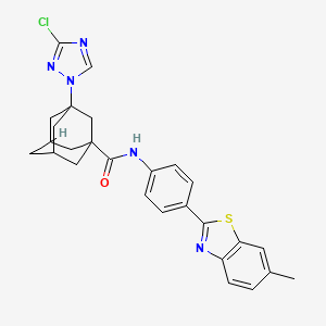 molecular formula C27H26ClN5OS B10890735 3-(3-Chloro-1H-1,2,4-triazol-1-YL)-N~1~-[4-(6-methyl-1,3-benzothiazol-2-YL)phenyl]-1-adamantanecarboxamide 