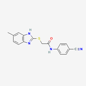 molecular formula C17H14N4OS B10890814 N-(4-cyanophenyl)-2-[(6-methyl-1H-benzimidazol-2-yl)sulfanyl]acetamide 