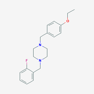 molecular formula C20H25FN2O B10890832 1-[(4-Ethoxyphenyl)methyl]-4-[(2-fluorophenyl)methyl]piperazine 