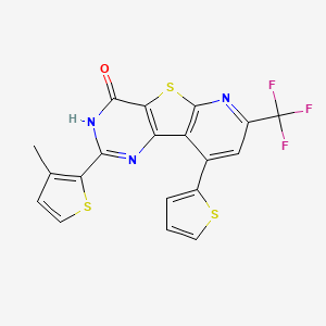 4-(3-methylthiophen-2-yl)-13-thiophen-2-yl-11-(trifluoromethyl)-8-thia-3,5,10-triazatricyclo[7.4.0.02,7]trideca-1(9),2(7),3,10,12-pentaen-6-one