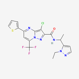 3-chloro-N-[1-(1-ethyl-1H-pyrazol-5-yl)ethyl]-5-(thiophen-2-yl)-7-(trifluoromethyl)pyrazolo[1,5-a]pyrimidine-2-carboxamide