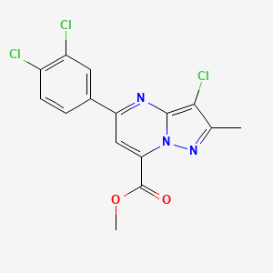 molecular formula C15H10Cl3N3O2 B10890874 Methyl 3-chloro-5-(3,4-dichlorophenyl)-2-methylpyrazolo[1,5-a]pyrimidine-7-carboxylate 