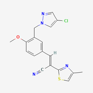 (2E)-3-{3-[(4-chloro-1H-pyrazol-1-yl)methyl]-4-methoxyphenyl}-2-(4-methyl-1,3-thiazol-2-yl)prop-2-enenitrile