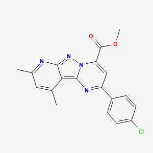 methyl 4-(4-chlorophenyl)-11,13-dimethyl-3,7,8,10-tetrazatricyclo[7.4.0.02,7]trideca-1,3,5,8,10,12-hexaene-6-carboxylate