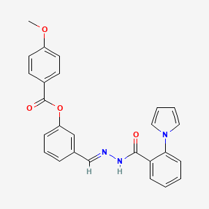 3-[(E)-(2-{[2-(1H-pyrrol-1-yl)phenyl]carbonyl}hydrazinylidene)methyl]phenyl 4-methoxybenzoate