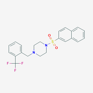 molecular formula C22H21F3N2O2S B10890923 1-(Naphthalen-2-ylsulfonyl)-4-[2-(trifluoromethyl)benzyl]piperazine 