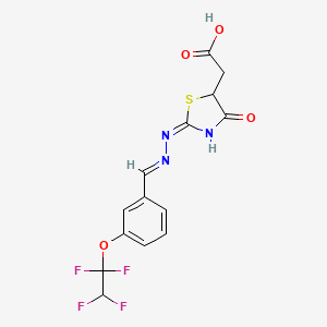 [(2E)-4-oxo-2-{(2E)-[3-(1,1,2,2-tetrafluoroethoxy)benzylidene]hydrazinylidene}-1,3-thiazolidin-5-yl]acetic acid