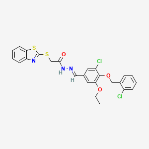 molecular formula C25H21Cl2N3O3S2 B10891091 2-(1,3-benzothiazol-2-ylsulfanyl)-N'-[(E)-{3-chloro-4-[(2-chlorobenzyl)oxy]-5-ethoxyphenyl}methylidene]acetohydrazide 