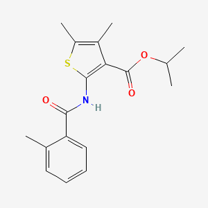 molecular formula C18H21NO3S B10891104 Propan-2-yl 4,5-dimethyl-2-{[(2-methylphenyl)carbonyl]amino}thiophene-3-carboxylate 