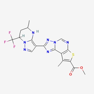 Methyl 9-methyl-2-[5-methyl-7-(trifluoromethyl)-4,5,6,7-tetrahydropyrazolo[1,5-a]pyrimidin-3-yl]thieno[3,2-e][1,2,4]triazolo[1,5-c]pyrimidine-8-carboxylate