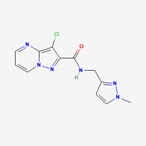 molecular formula C12H11ClN6O B10891195 3-chloro-N-[(1-methyl-1H-pyrazol-3-yl)methyl]pyrazolo[1,5-a]pyrimidine-2-carboxamide 