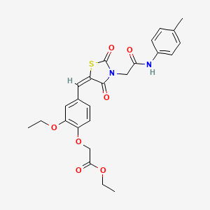 ethyl {2-ethoxy-4-[(E)-(3-{2-[(4-methylphenyl)amino]-2-oxoethyl}-2,4-dioxo-1,3-thiazolidin-5-ylidene)methyl]phenoxy}acetate