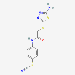 molecular formula C11H9N5OS3 B10891255 4-({[(5-Amino-1,3,4-thiadiazol-2-yl)sulfanyl]acetyl}amino)phenyl thiocyanate 