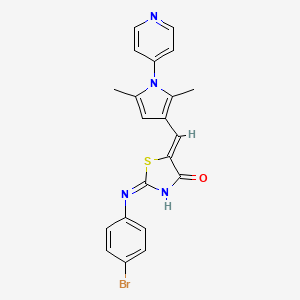 (5Z)-2-(4-bromoanilino)-5-[(2,5-dimethyl-1-pyridin-4-ylpyrrol-3-yl)methylidene]-1,3-thiazol-4-one