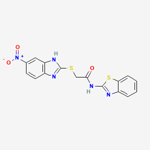 molecular formula C16H11N5O3S2 B10891270 N-(1,3-benzothiazol-2-yl)-2-[(5-nitro-1H-benzimidazol-2-yl)sulfanyl]acetamide 