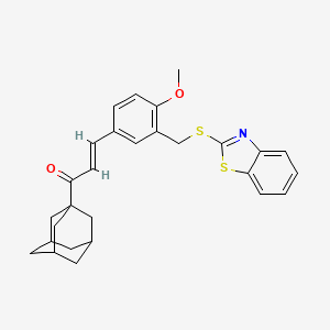 molecular formula C28H29NO2S2 B10891320 (E)-1-(1-Adamantyl)-3-{3-[(1,3-benzothiazol-2-ylsulfanyl)methyl]-4-methoxyphenyl}-2-propen-1-one 