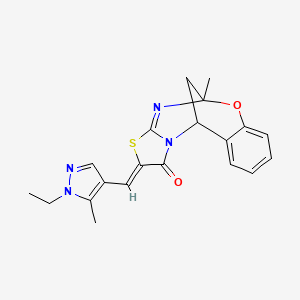 molecular formula C20H20N4O2S B10891323 (2Z)-2-[(1-ethyl-5-methyl-1H-pyrazol-4-yl)methylidene]-5-methyl-5H,11H-5,11-methano[1,3]thiazolo[2,3-d][1,3,5]benzoxadiazocin-1(2H)-one 