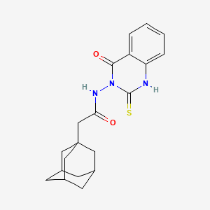 molecular formula C20H23N3O2S B10891335 2-(1-Adamantyl)-N~1~-[4-oxo-2-sulfanyl-3(4H)-quinazolinyl]acetamide 