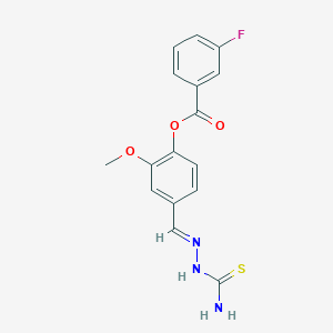 molecular formula C16H14FN3O3S B10891339 4-[(E)-(2-carbamothioylhydrazinylidene)methyl]-2-methoxyphenyl 3-fluorobenzoate 