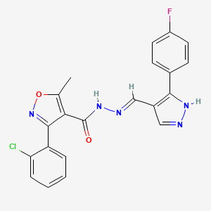 3-(2-chlorophenyl)-N'-{(E)-[3-(4-fluorophenyl)-1H-pyrazol-4-yl]methylidene}-5-methyl-1,2-oxazole-4-carbohydrazide