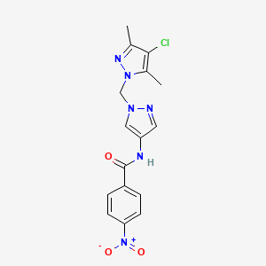 molecular formula C16H15ClN6O3 B10891357 N-{1-[(4-chloro-3,5-dimethyl-1H-pyrazol-1-yl)methyl]-1H-pyrazol-4-yl}-4-nitrobenzamide 