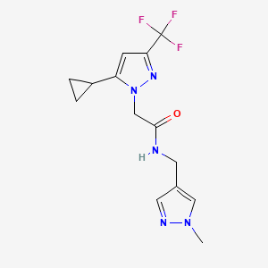 2-[5-cyclopropyl-3-(trifluoromethyl)-1H-pyrazol-1-yl]-N-[(1-methyl-1H-pyrazol-4-yl)methyl]acetamide