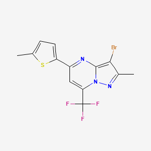 molecular formula C13H9BrF3N3S B10891441 3-Bromo-2-methyl-5-(5-methylthiophen-2-yl)-7-(trifluoromethyl)pyrazolo[1,5-a]pyrimidine 