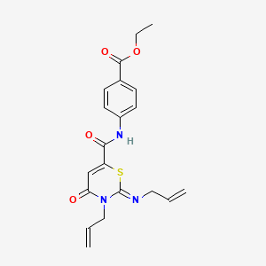 molecular formula C20H21N3O4S B10891487 ethyl 4-({[(2E)-4-oxo-3-(prop-2-en-1-yl)-2-(prop-2-en-1-ylimino)-3,4-dihydro-2H-1,3-thiazin-6-yl]carbonyl}amino)benzoate 