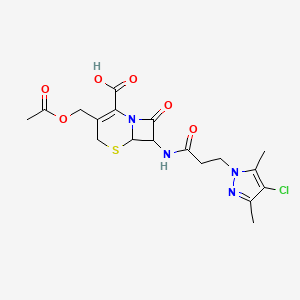 3-[(acetyloxy)methyl]-7-{[3-(4-chloro-3,5-dimethyl-1H-pyrazol-1-yl)propanoyl]amino}-8-oxo-5-thia-1-azabicyclo[4.2.0]oct-2-ene-2-carboxylic acid