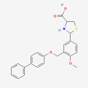 molecular formula C24H23NO4S B10891578 2-{3-[(Biphenyl-4-yloxy)methyl]-4-methoxyphenyl}-1,3-thiazolidine-4-carboxylic acid 