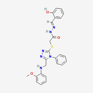 molecular formula C25H24N6O3S B10891583 N'-[(E)-(2-hydroxyphenyl)methylidene]-2-[(5-{[(2-methoxyphenyl)amino]methyl}-4-phenyl-4H-1,2,4-triazol-3-yl)sulfanyl]acetohydrazide 