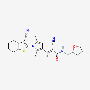 (2E)-2-cyano-3-[1-(3-cyano-4,5,6,7-tetrahydro-1-benzothiophen-2-yl)-2,5-dimethyl-1H-pyrrol-3-yl]-N-(tetrahydrofuran-2-ylmethyl)prop-2-enamide