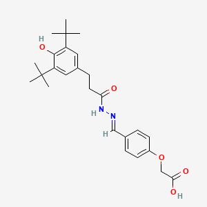 molecular formula C26H34N2O5 B10891621 {4-[(E)-{2-[3-(3,5-di-tert-butyl-4-hydroxyphenyl)propanoyl]hydrazinylidene}methyl]phenoxy}acetic acid 