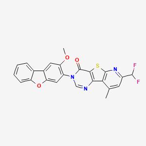 molecular formula C24H15F2N3O3S B10891709 11-(difluoromethyl)-5-(2-methoxydibenzofuran-3-yl)-13-methyl-8-thia-3,5,10-triazatricyclo[7.4.0.02,7]trideca-1(9),2(7),3,10,12-pentaen-6-one 