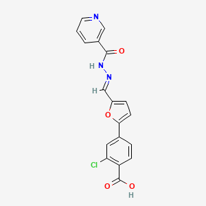 molecular formula C18H12ClN3O4 B10891744 2-chloro-4-(5-{(E)-[2-(pyridin-3-ylcarbonyl)hydrazinylidene]methyl}furan-2-yl)benzoic acid 