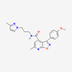 molecular formula C22H23N5O3 B10891757 3-(4-methoxyphenyl)-6-methyl-N-[3-(3-methyl-1H-pyrazol-1-yl)propyl][1,2]oxazolo[5,4-b]pyridine-4-carboxamide 