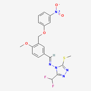 3-(difluoromethyl)-N-[(E)-{4-methoxy-3-[(3-nitrophenoxy)methyl]phenyl}methylidene]-5-(methylsulfanyl)-4H-1,2,4-triazol-4-amine